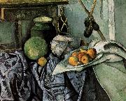 Paul Cezanne, bottles and fruit still life